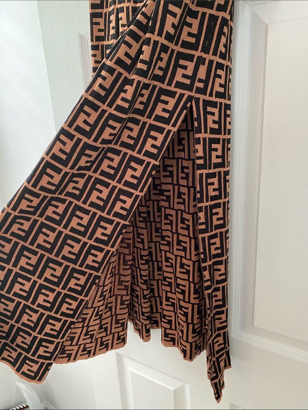 Fendi Black & Brown Logo Maxi Skirt - Picture 4 of 7